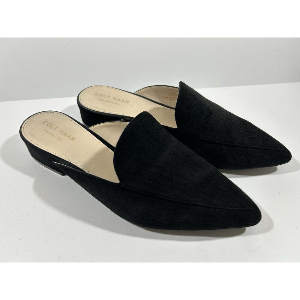 Cole Haan Women's Black Suede Piper Mules Size 6B Pointed Toe W08934